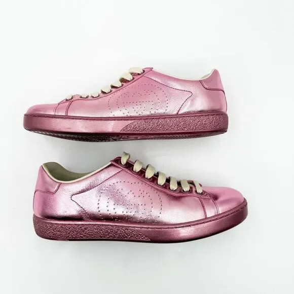 Gucci Ace GG Metallic Pink Sneakers Trainers EU 37 US 7